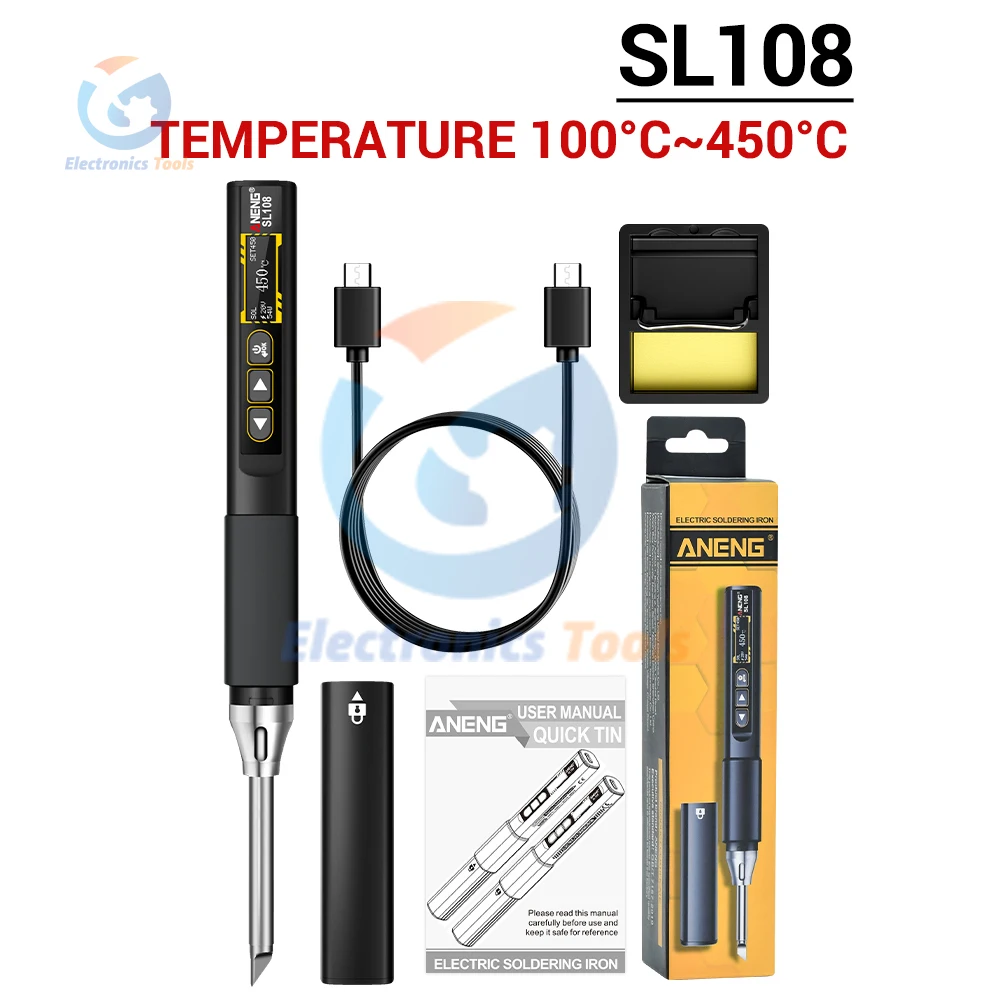 SL108 90W Electric Soldering Irons 100℃~450℃ Temperature Adjust Fast Heat Portable Digital Intelligent Soldering Iron Tools Set
SL108 90W Electric Soldering Irons 100℃~450℃ Temperature Adjust Fast Heat Portable Digital Intelligent Soldering Iron Tools Set