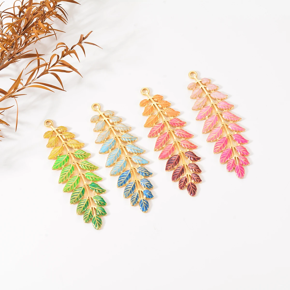 6Pcs Long Enamel Leaf Charm Stainless Steel Colorful Plant Pendant DIY for Earring Bracelet Necklace Waterproof Jewelry Making
6Pcs Long Enamel Leaf Charm Stainless Steel Colorful Plant Pendant DIY for Earring Bracelet Necklace Waterproof Jewelry Making