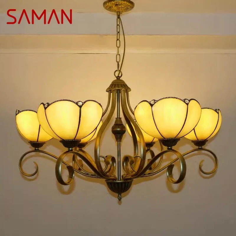 Подвесная лампа SAMAN Tiffany в европейском стиле для гостиной, винтажная креативная цветная стеклянная люстра для ресторана, спальни, отеля
Подвесная лампа SAMAN Tiffany в европейском стиле для гостиной, винтажная креативная цветная стеклянная люстра для ресторана, спальни, отеля
