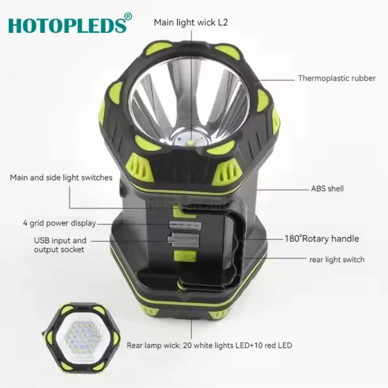 High Lumens Portable Camping Flashlight with USB Rechargeable Outdoor Waterproof Multifunctional Work Spotlight
High Lumens Portable Camping Flashlight with USB Rechargeable Outdoor Waterproof Multifunctional Work Spotlight