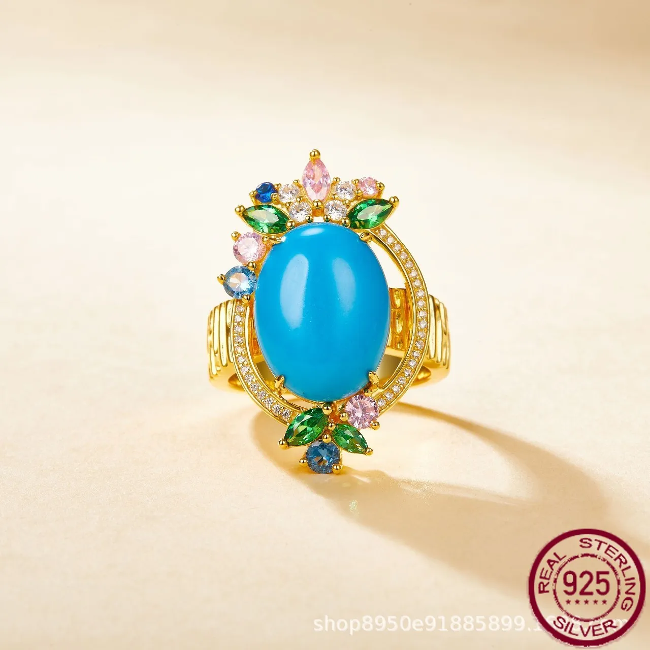 New popular s925 silver full diamond blue turquoise Monet Garden K gold popular ring wedding jewelry
New popular s925 silver full diamond blue turquoise Monet Garden K gold popular ring wedding jewelry