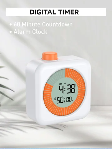 ORIA – minuterie visuelle numérique, chronomètre de compte à rebours de 60 minutes avec réveil pour fournitures scolaires à domicile, enseignement d'étude