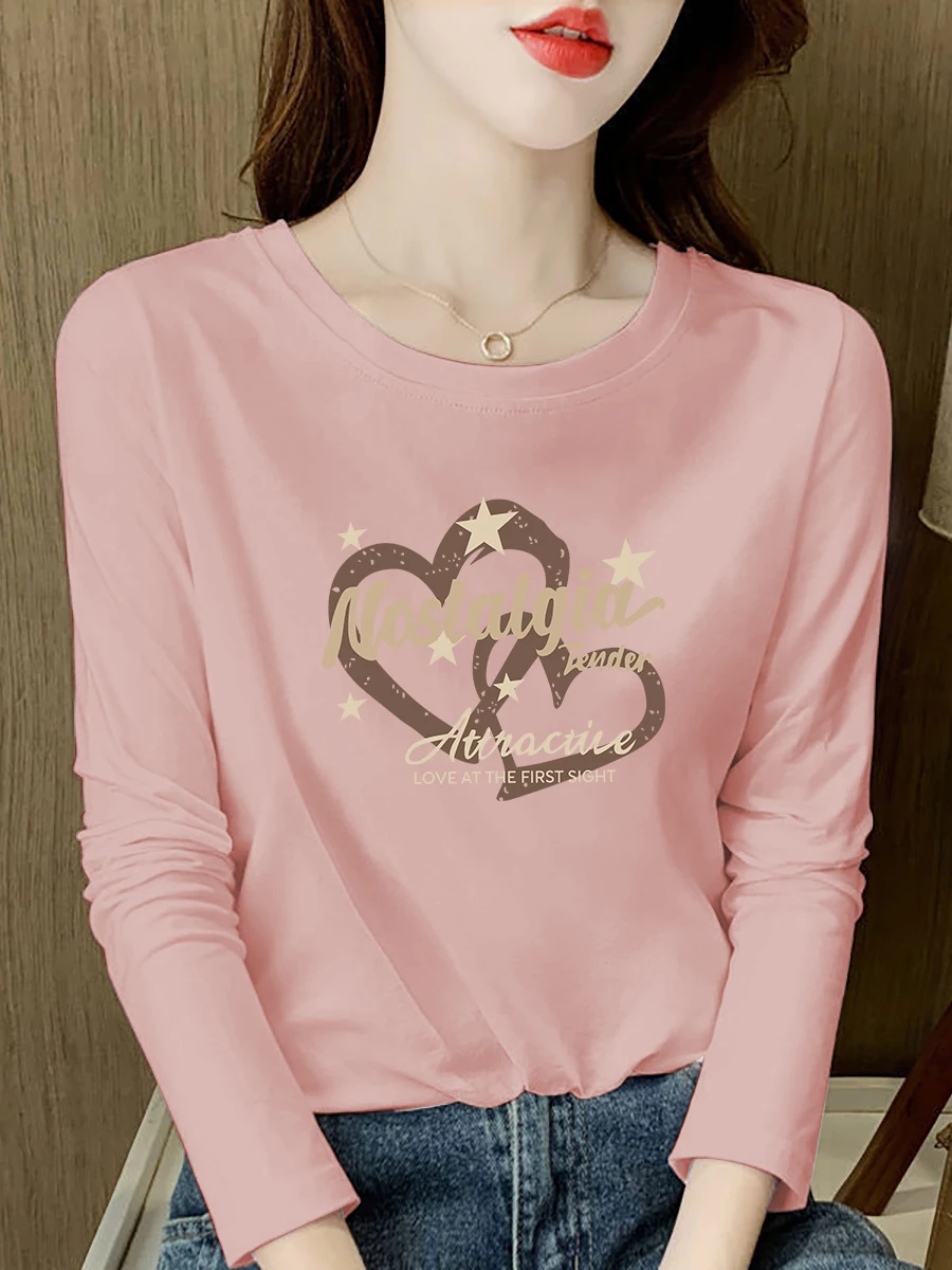 Loose Fit Long Sleeve Women's T-Shirt Pure Cotton round Neck Printed Inner Wear Top for Autumn Winter plus Size Fashionable
Loose Fit Long Sleeve Women's T-Shirt Pure Cotton round Neck Printed Inner Wear Top for Autumn Winter plus Size Fashionable