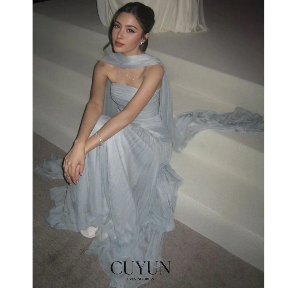 CUYUN Elegant Women Prom Dresses Customized Strapless Evening Gown A Line Sleeveless Wedding Guest Dress for Special Occasion 
CUYUN Elegant Women Prom Dresses Customized Strapless Evening Gown A Line Sleeveless Wedding Guest Dress for Special Occasion