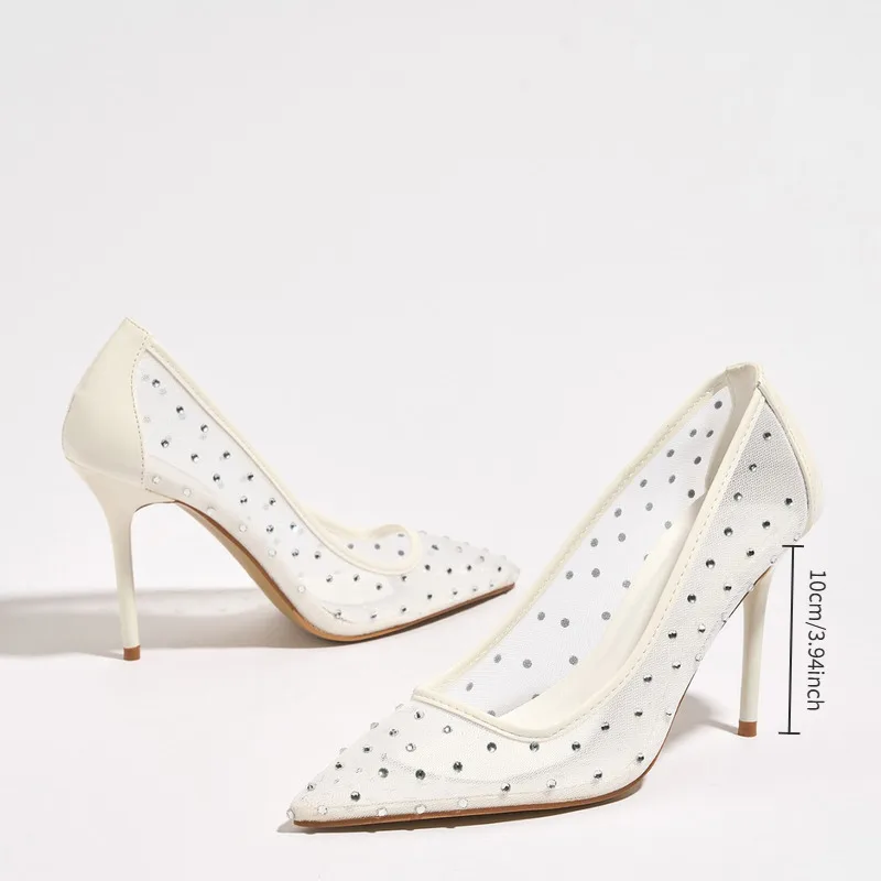 Summer Women Pumps Fashion French style Temperament Pointed Toe Thin Heels Shoes Women Concise Mesh Water Diamond High Heels
Summer Women Pumps Fashion French style Temperament Pointed Toe Thin Heels Shoes Women Concise Mesh Water Diamond High Heels
