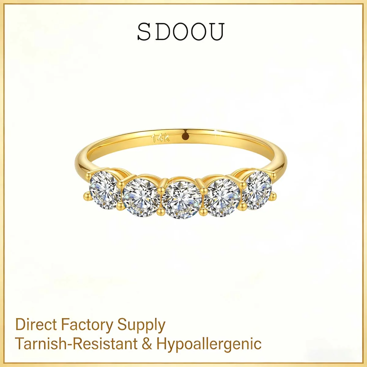 SDOOU 14K Gold AU585 Dainty Round Moissanite Ring 5 Stone D Color VVS1 with GRA hypoallergenic Anniversary Jewelry Gift for Her
SDOOU 14K Gold AU585 Dainty Round Moissanite Ring 5 Stone D Color VVS1 with GRA hypoallergenic Anniversary Jewelry Gift for Her