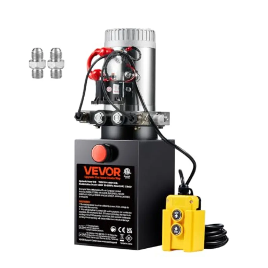 Dump trailer and car lifting hydraulic power unit: metal reservoir, black, 8-quart double-acting 12V DC hydraulic pump with hig
Dump trailer and car lifting hydraulic power unit: metal reservoir, black, 8-quart double-acting 12V DC hydraulic pump with hig