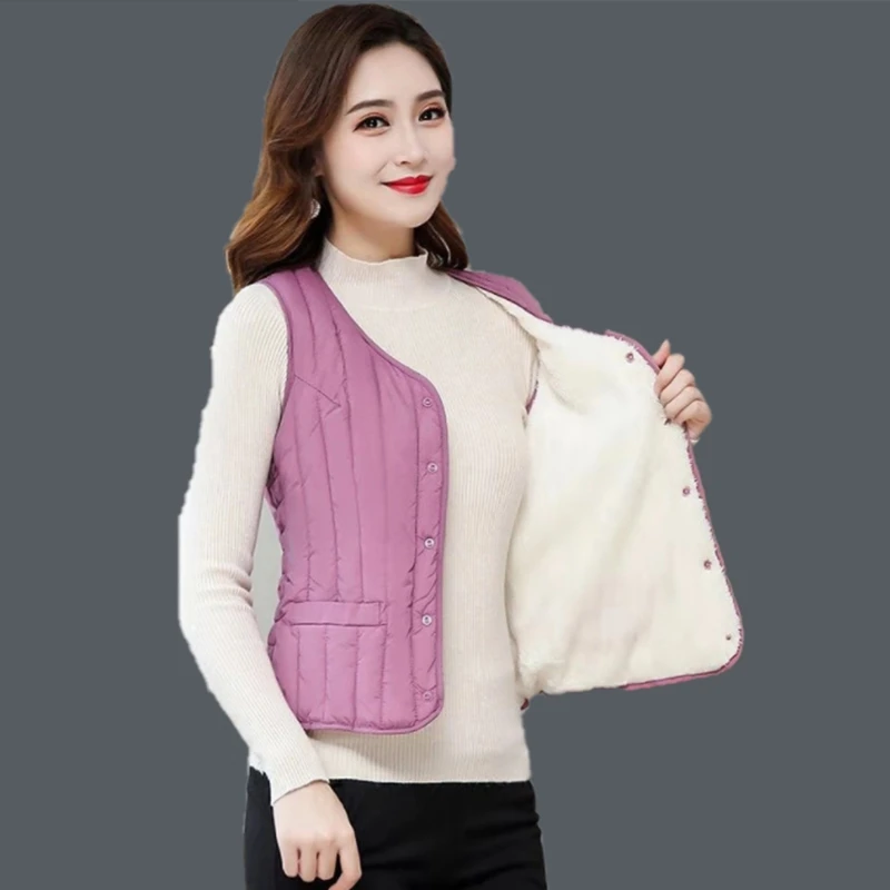 Lamb Velvet Fce Women's ort Jaet Korean Sle Padded Cotton oulder Vest Faionable Outerwear Vest for Girls
Lamb Velvet Fce Women's ort Jaet Korean Sle Padded Cotton oulder Vest Faionable Outerwear Vest for Girls