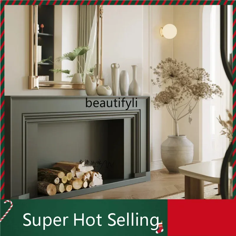 American Light Luxury Solid Wood Fireplace Mantel Simple Living Room Wall Fireplace Cabinet Background Wall 
American Light Luxury Solid Wood Fireplace Mantel Simple Living Room Wall Fireplace Cabinet Background Wall