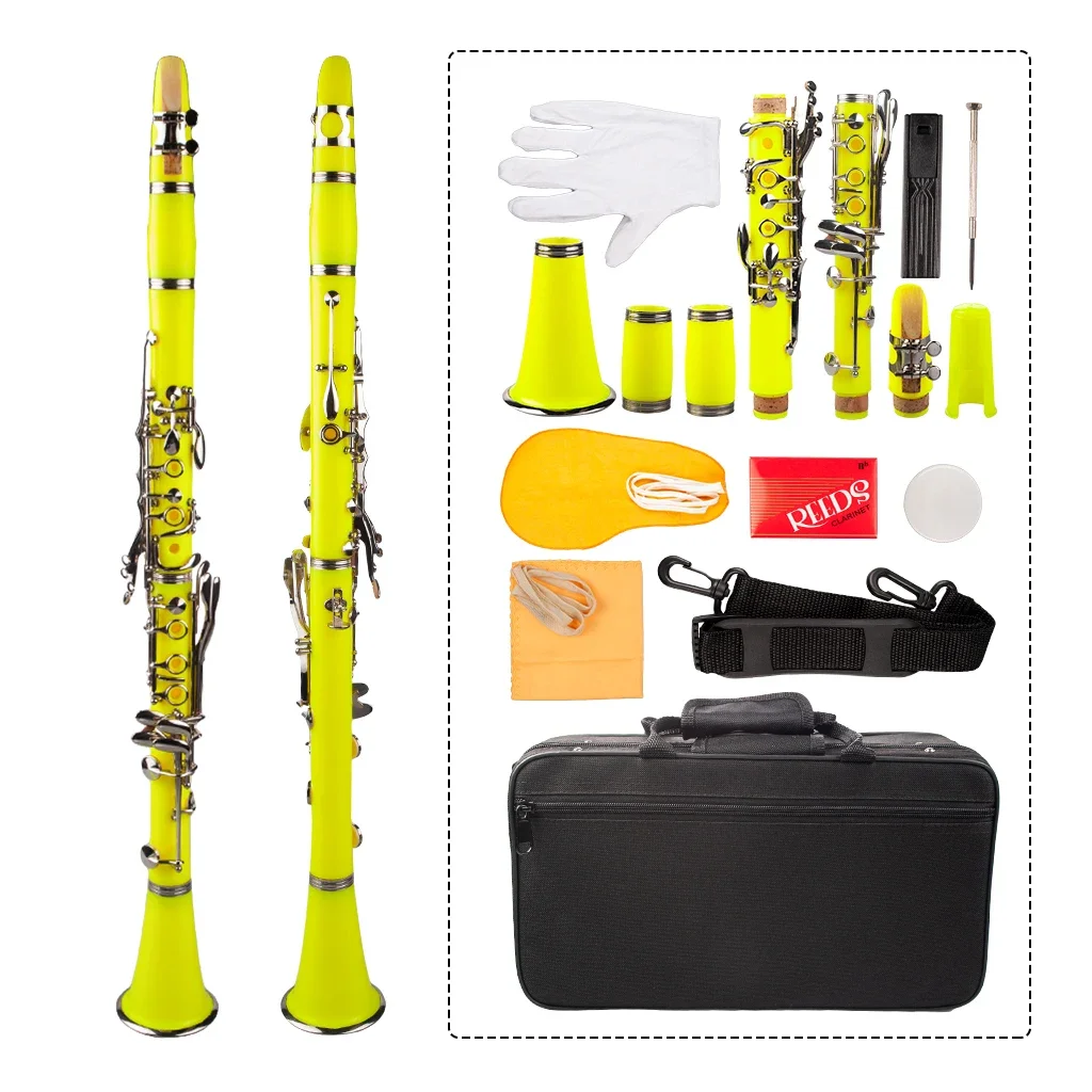 Professional Clarinet 17-Key Bb Flat with Case Gloves Cloth Mini Screwdriver Reed Case 10pcs Reeds Yellow Color
Professional Clarinet 17-Key Bb Flat with Case Gloves Cloth Mini Screwdriver Reed Case 10pcs Reeds Yellow Color