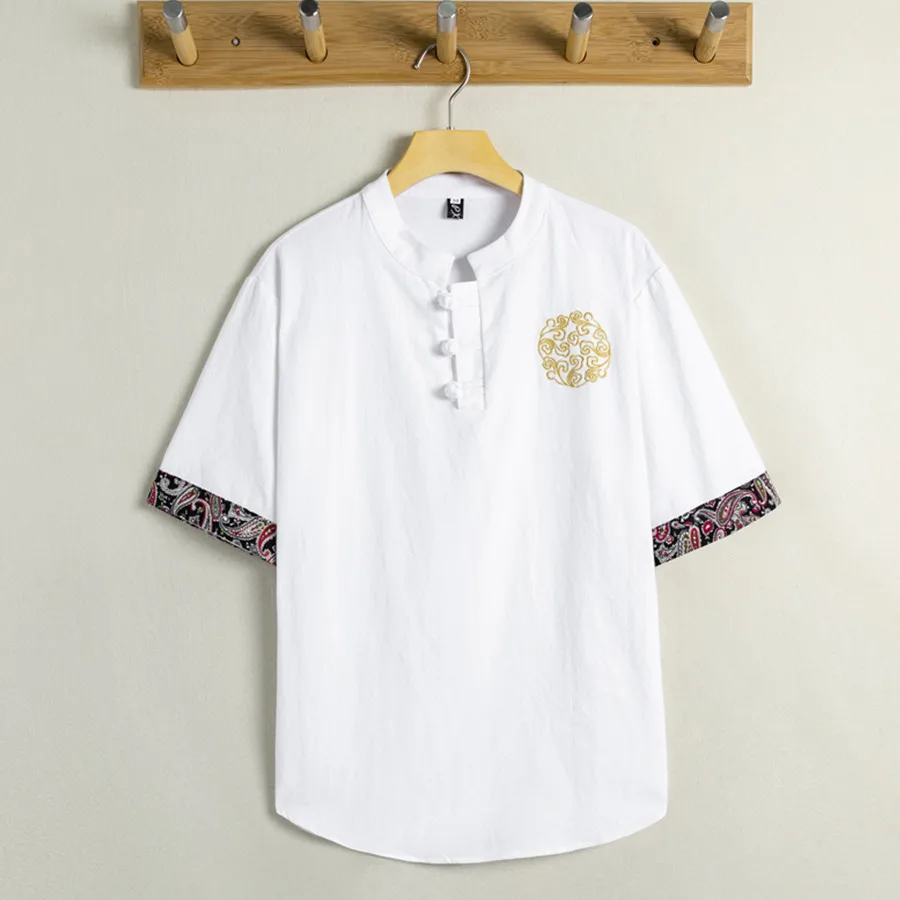 Chinese Style Embroidered Short Sleeve T-shirt Men's Linen Thin Top LargeTang Style National Style T-shirt Half Sleeve
Chinese Style Embroidered Short Sleeve T-shirt Men's Linen Thin Top LargeTang Style National Style T-shirt Half Sleeve