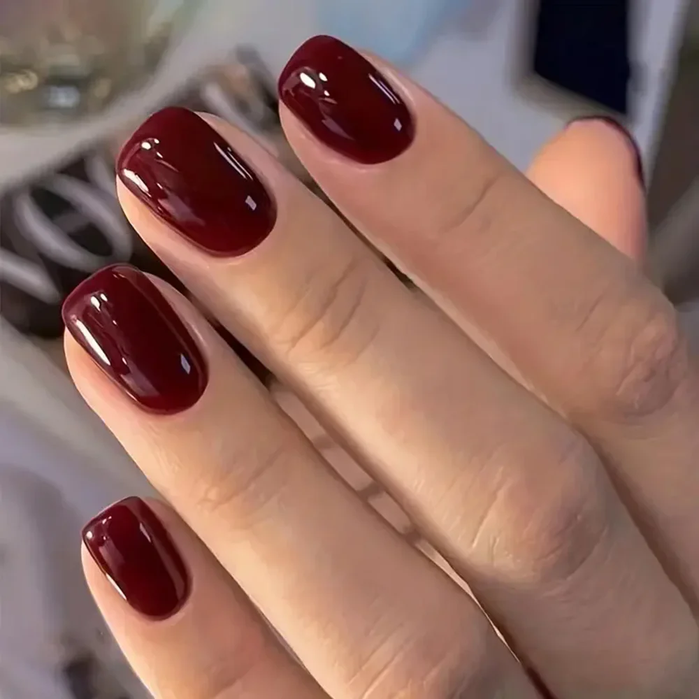 24Pcs Short Square Fake Nail With Glue Sticker Acrylic Press On False Nails Shiny Dark Brown Full Cover Tip Manicure Tools
24Pcs Short Square Fake Nail With Glue Sticker Acrylic Press On False Nails Shiny Dark Brown Full Cover Tip Manicure Tools