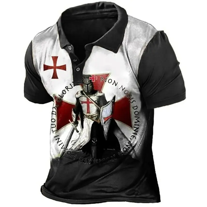 Crusader Knights Print Men's Polo Shirt Hip Hop Punk Harajuku Vintage Clothes Fashion Lapel Short Sleeve Tops Casual Loose Tees
Crusader Knights Print Men's Polo Shirt Hip Hop Punk Harajuku Vintage Clothes Fashion Lapel Short Sleeve Tops Casual Loose Tees