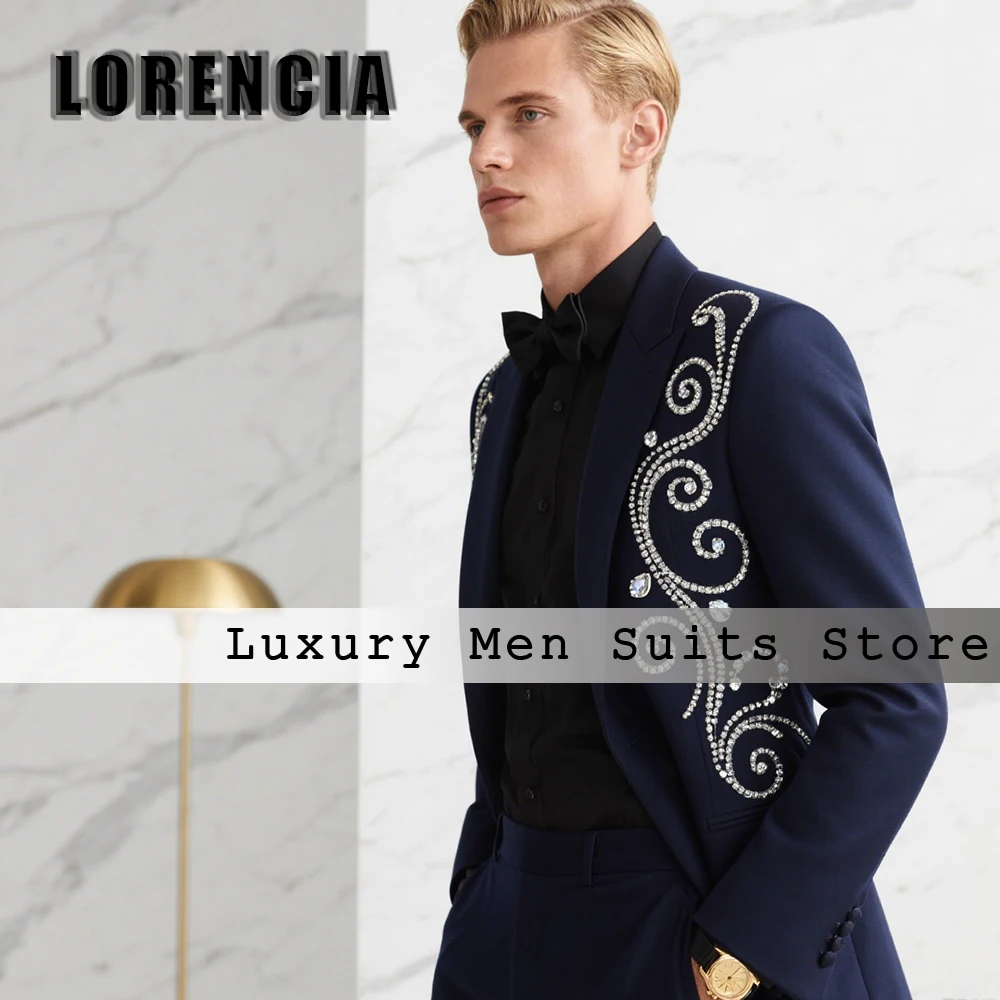 Glitter Crystal Suits for Men 2 Pieces Diamond Tuxedos Wedding Banquet Party Outfits Customized Blazer Pants costume homme luxe
Glitter Crystal Suits for Men 2 Pieces Diamond Tuxedos Wedding Banquet Party Outfits Customized Blazer Pants costume homme luxe