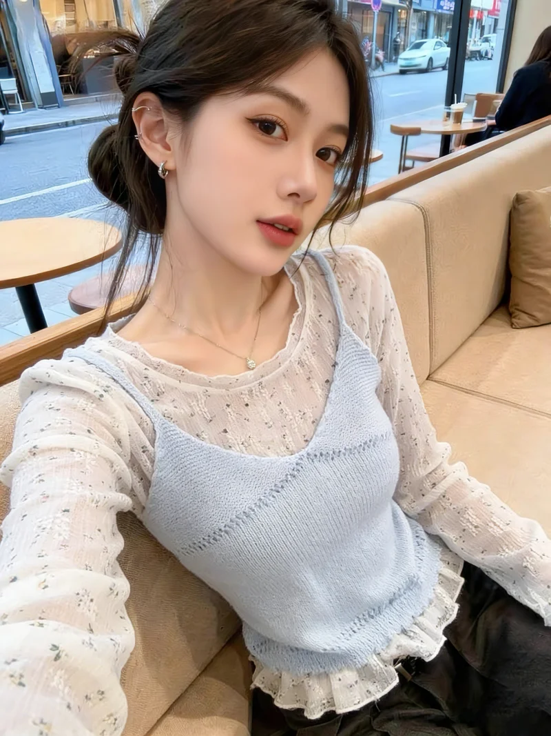 Sweet Blue Floral Print Long Sleeve round Neck T-Shirt Women's Summer New Style Two-Piece Set Self-Keeping Korean Versi...
Sweet Blue Floral Print Long Sleeve round Neck T-Shirt Women's Summer New Style Two-Piece Set Self-Keeping Korean Versi...