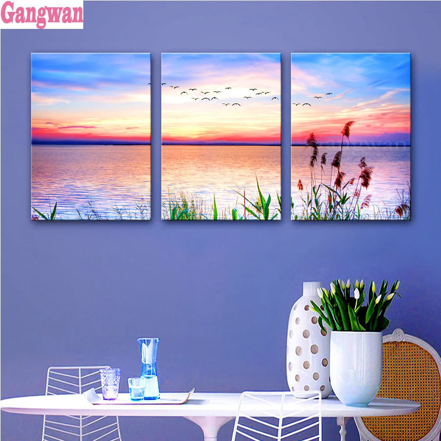 3 Panel Lakeside Sunset Landscape diamond painting full drill square round Diamond Embroidery Handicraft rhinestone natural art,
3 Panel Lakeside Sunset Landscape diamond painting full drill square round Diamond Embroidery Handicraft rhinestone natural art,