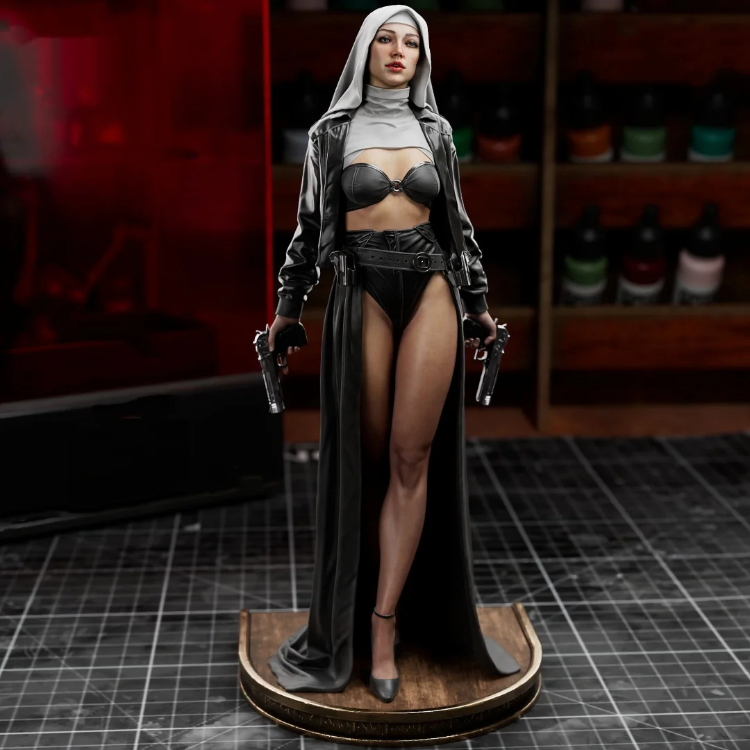 1/24 Scale 75mm height Resin Figure Assemble Model Kit secret agent Nun Unassembled and Unpainted 3D printing statue toy 1129
1/24 Scale 75mm height Resin Figure Assemble Model Kit secret agent Nun Unassembled and Unpainted 3D printing statue toy 1129