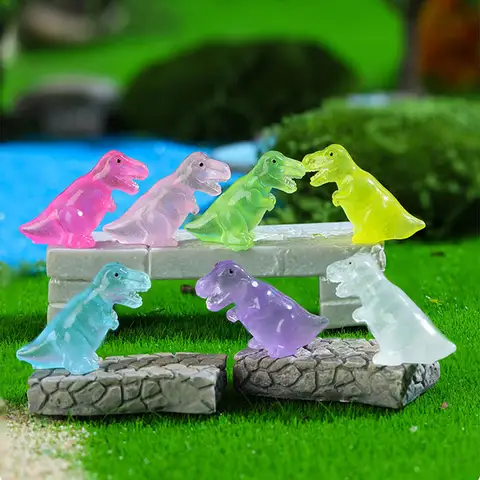 5/10pcs Miniature Tyrannosaurus Fairy Garden Decoration Glow in Night Mini Dinosaurs Home Decor Micro Landscape Accessories 