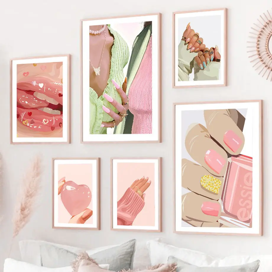 Fashion Cosmetic Nail Polish Pink Lips Candy Wall Art Print Canvas Painting Girl Nordic Posters Pictures For Living Room Decor
Fashion Cosmetic Nail Polish Pink Lips Candy Wall Art Print Canvas Painting Girl Nordic Posters Pictures For Living Room Decor