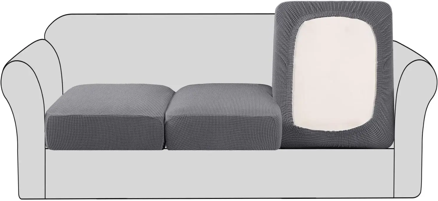 High Stretch 3-Pack Sofa Cushion Covers, Thick Jacquard Fabric, Washable Slipcovers for Living Room & Patio, Grey
High Stretch 3-Pack Sofa Cushion Covers, Thick Jacquard Fabric, Washable Slipcovers for Living Room & Patio, Grey