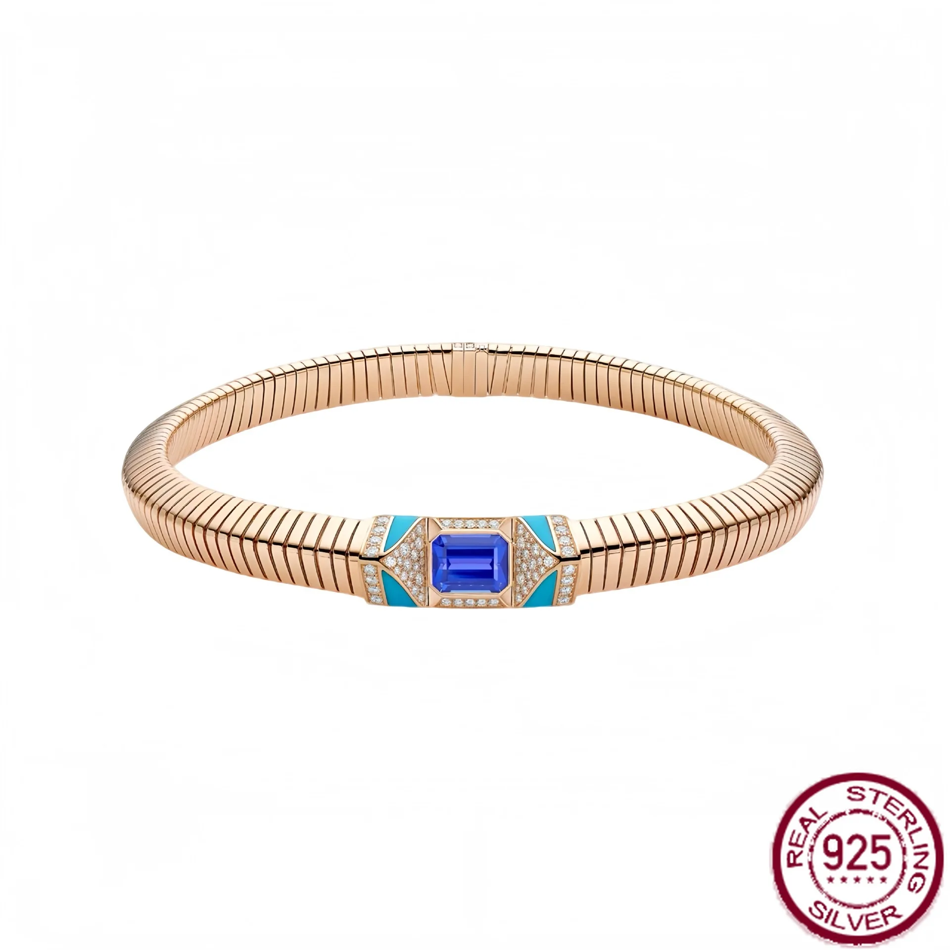 New 925 pure silver silver gold-plated necklace, Baojia Royal Blue high-end jewelry, luxurious banquet necklace, wedding jewelry 
New 925 pure silver silver gold-plated necklace, Baojia Royal Blue high-end jewelry, luxurious banquet necklace, wedding jewelry