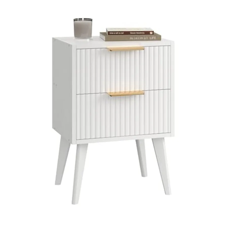 Fluted nightstand for bedroom and living room, solid wood legs with metal handles, white finish, compact 11.8 D x 15.7 W x 22.8
Fluted nightstand for bedroom and living room, solid wood legs with metal handles, white finish, compact 11.8 D x 15.7 W x 22.8