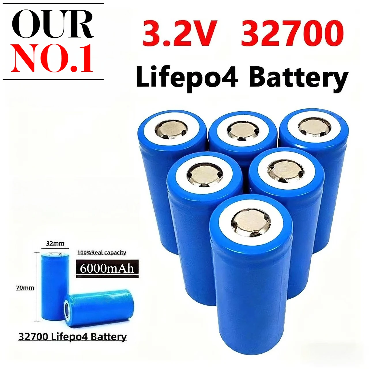 New 100% True Capacity 6000mAh, 32700 -3.2V Lifepo4 Professional Lithium Iron Phosphate Rechargeable Battery
New 100% True Capacity 6000mAh, 32700 -3.2V Lifepo4 Professional Lithium Iron Phosphate Rechargeable Battery