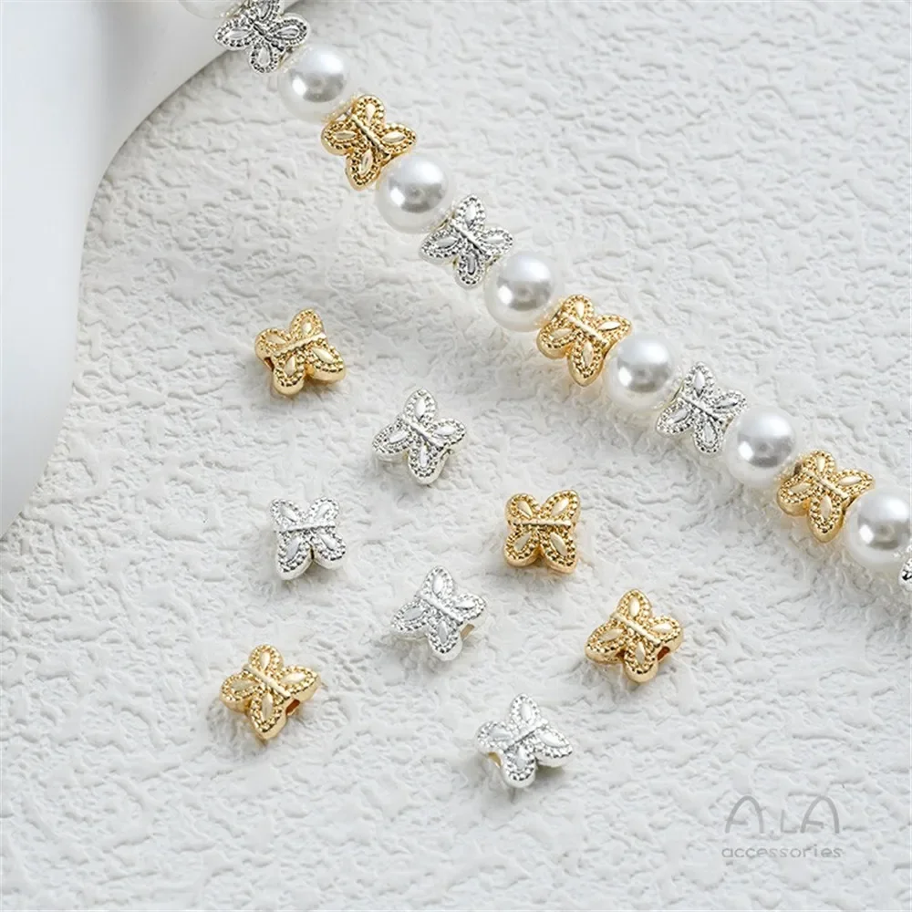 14K Gold Bright Silver Double-sided Lace Butterfly Through-hole Bead Partition DIY Handmade Beaded Bracelet Jewelry Accessories
14K Gold Bright Silver Double-sided Lace Butterfly Through-hole Bead Partition DIY Handmade Beaded Bracelet Jewelry Accessories