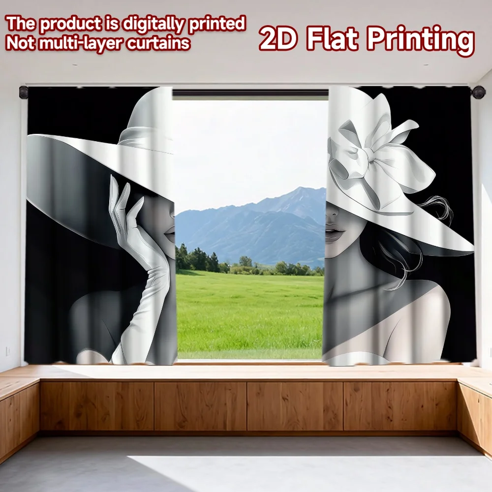 2D flat printing 2pcs Scene Curtain Woman in Hat Digital Printed Polyester Drapes Family Party Perfect for All Season
2D flat printing 2pcs Scene Curtain Woman in Hat Digital Printed Polyester Drapes Family Party Perfect for All Season