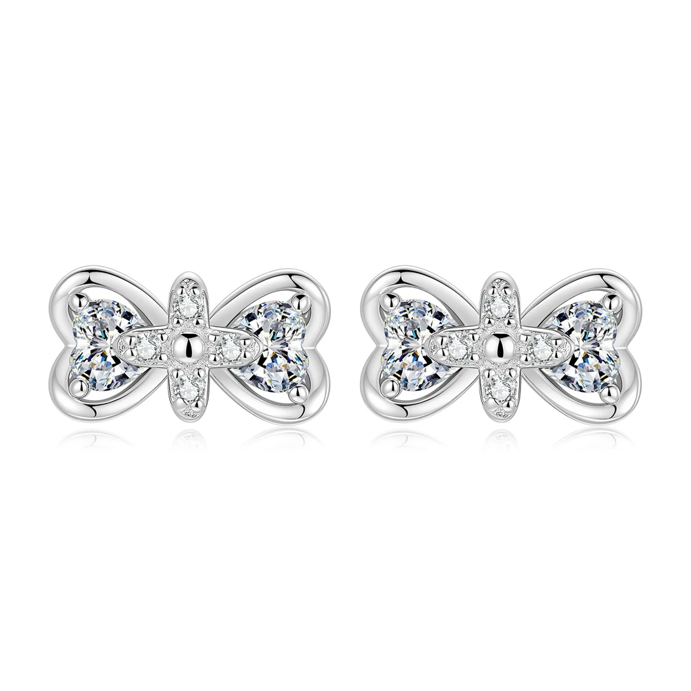 D Color all Moissanite Bow Earrings S925 Sterling Silver Ear Studs for Woman Birthday Party Jewelry Gift
D Color all Moissanite Bow Earrings S925 Sterling Silver Ear Studs for Woman Birthday Party Jewelry Gift