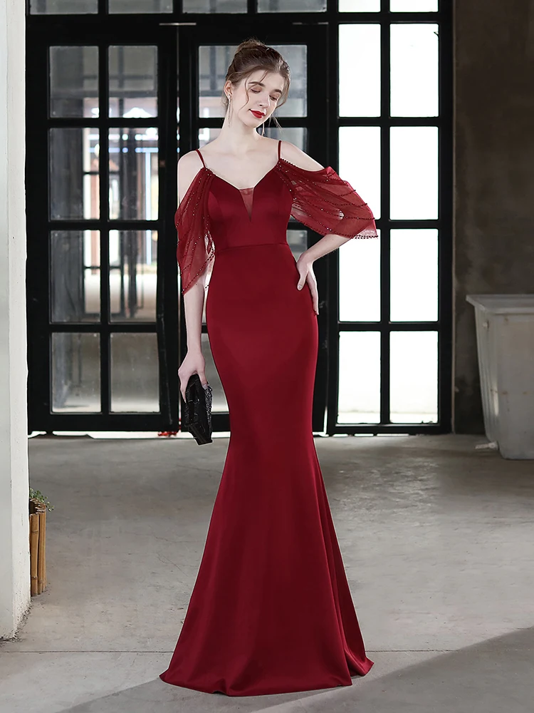 Bishop Sleeve Off The Shoulder V Neck Evening Dress Mermaid Backless Gowns Taffetal Elegant Party Robes Women Occation Vestidoes
Bishop Sleeve Off The Shoulder V Neck Evening Dress Mermaid Backless Gowns Taffetal Elegant Party Robes Women Occation Vestidoes