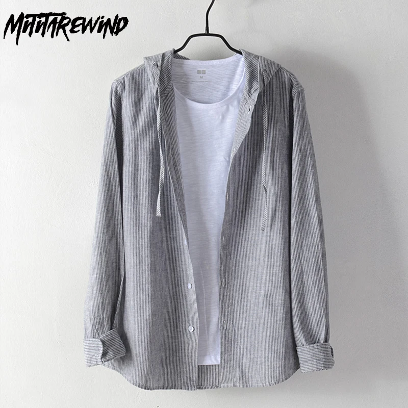 New Men's Long Sleeve Hooded Shirt Spring Autumn Outdoor Sunscreen Shirts Cotton Linen Striped Shirt Japanese Casual Loose Top
New Men's Long Sleeve Hooded Shirt Spring Autumn Outdoor Sunscreen Shirts Cotton Linen Striped Shirt Japanese Casual Loose Top