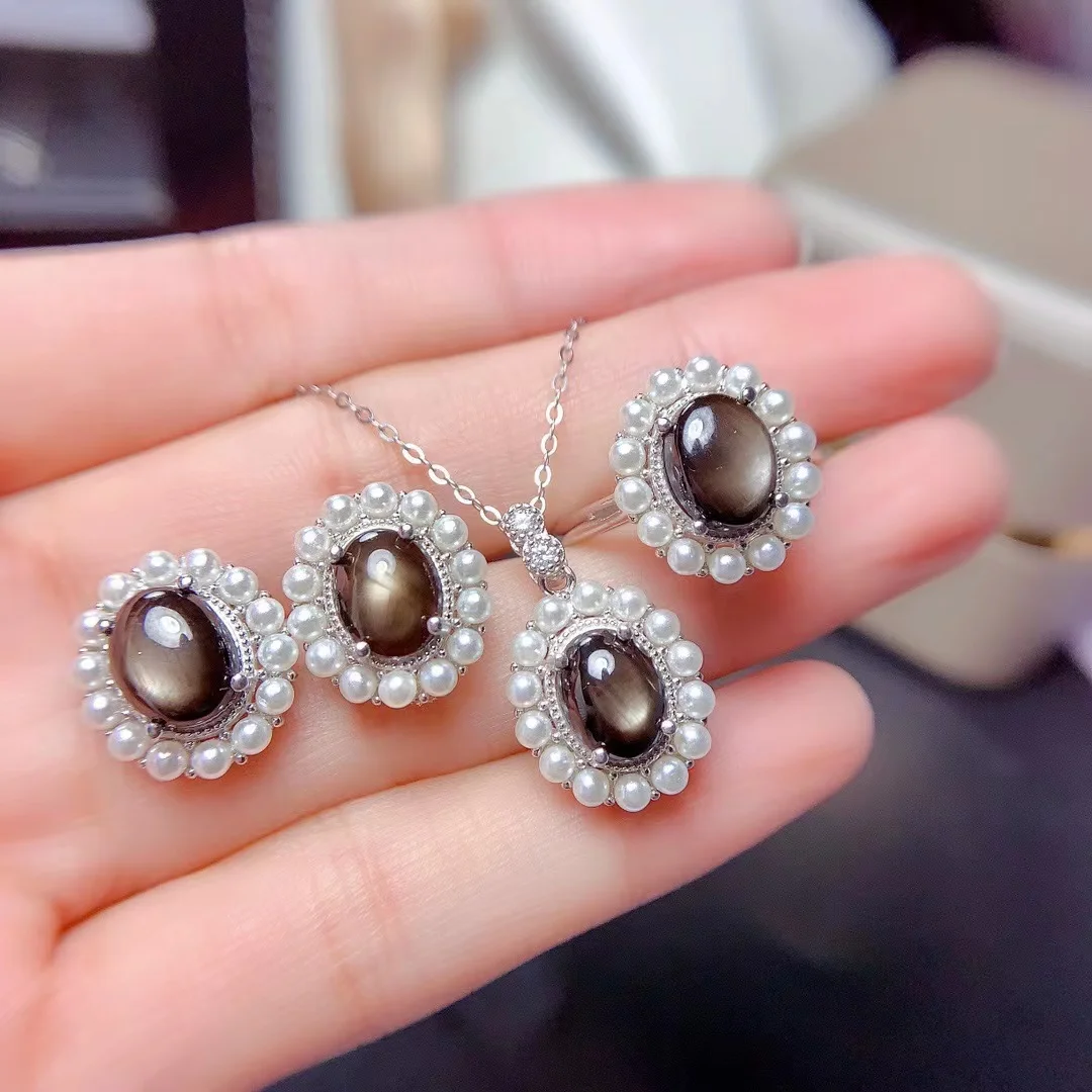 Natural Star Sapphire Set 925 Sterling Silver Jewlery Sets for Women Luxury Jewelry Designer
Natural Star Sapphire Set 925 Sterling Silver Jewlery Sets for Women Luxury Jewelry Designer