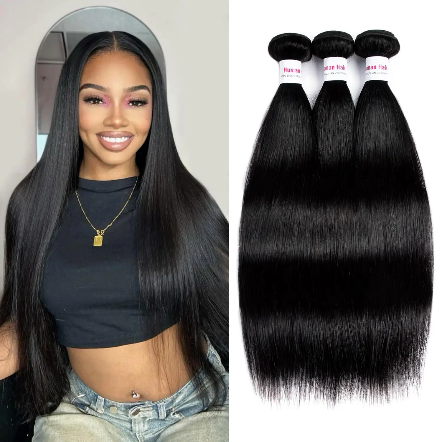 Straight Bundles Human Hair 12A Brazilian Weave 100% Unprocessed Virgin Hair 3 Bundles Raw Remy Hair Deal Human Hair Natural Bla
Straight Bundles Human Hair 12A Brazilian Weave 100% Unprocessed Virgin Hair 3 Bundles Raw Remy Hair Deal Human Hair Natural Bla