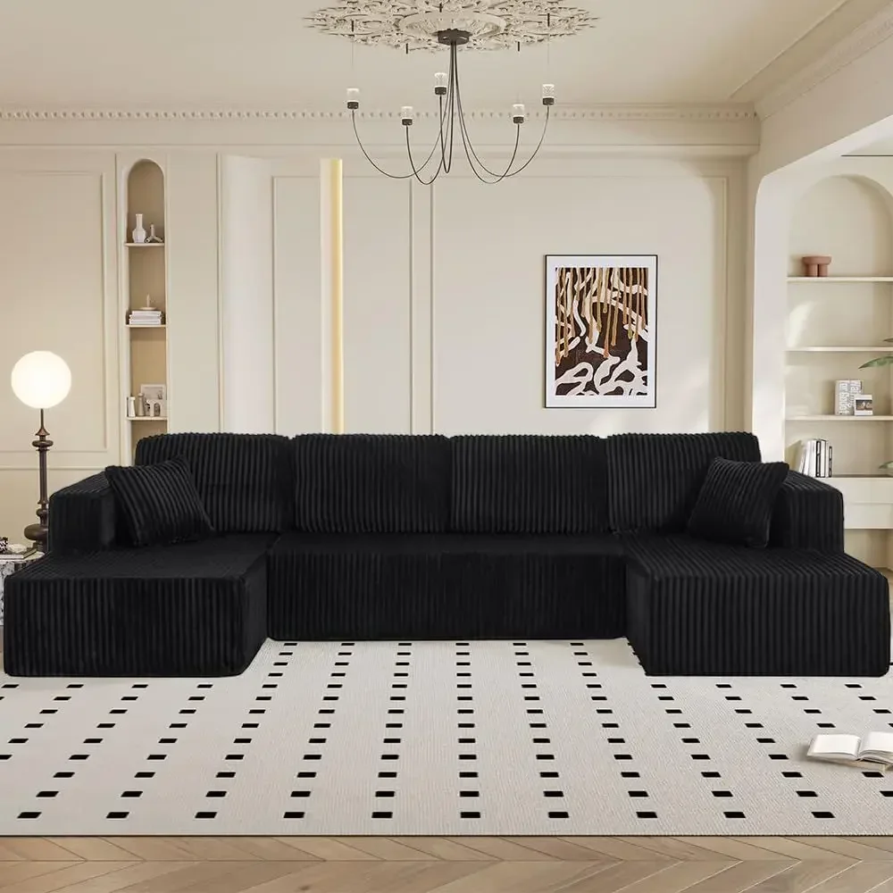 U-Shaped Sectional Sofa with Double Chaise Lounge for Living Room - Comfortable Memory Foam, 132.48 Black
U-Shaped Sectional Sofa with Double Chaise Lounge for Living Room - Comfortable Memory Foam, 132.48 Black
