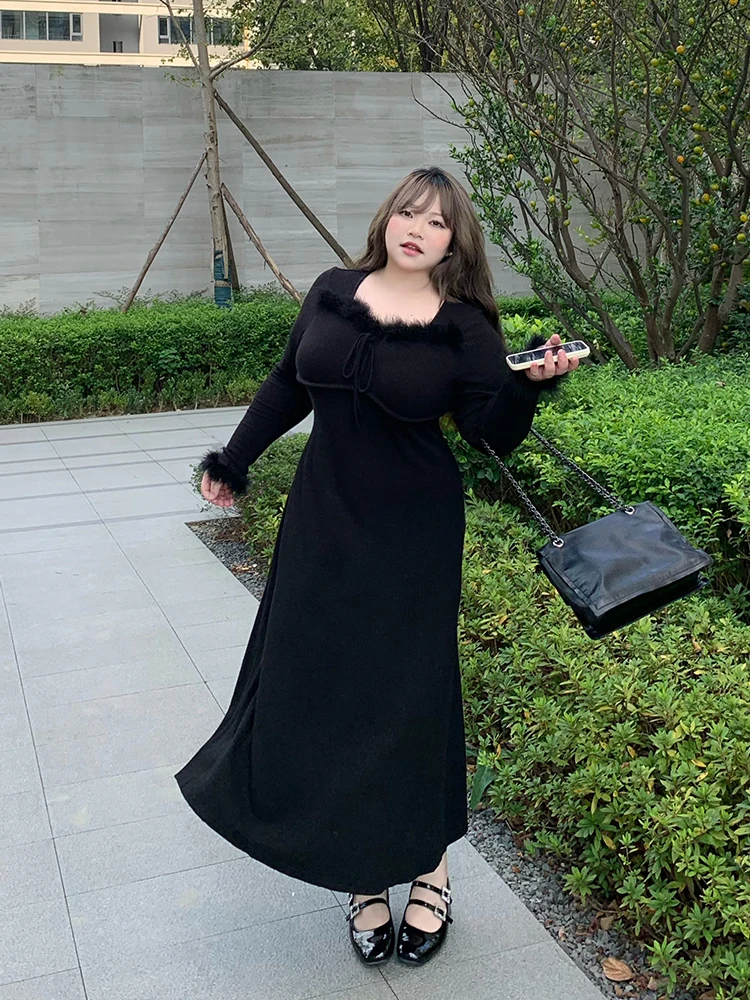 Вязаное платье Bla с перьевыми вставками, квадратным воротником, приталенное, с длинными рукавами, для женщин, больших размеров
Вязаное платье Bla с перьевыми вставками, квадратным воротником, приталенное, с длинными рукавами, для женщин, больших размеров