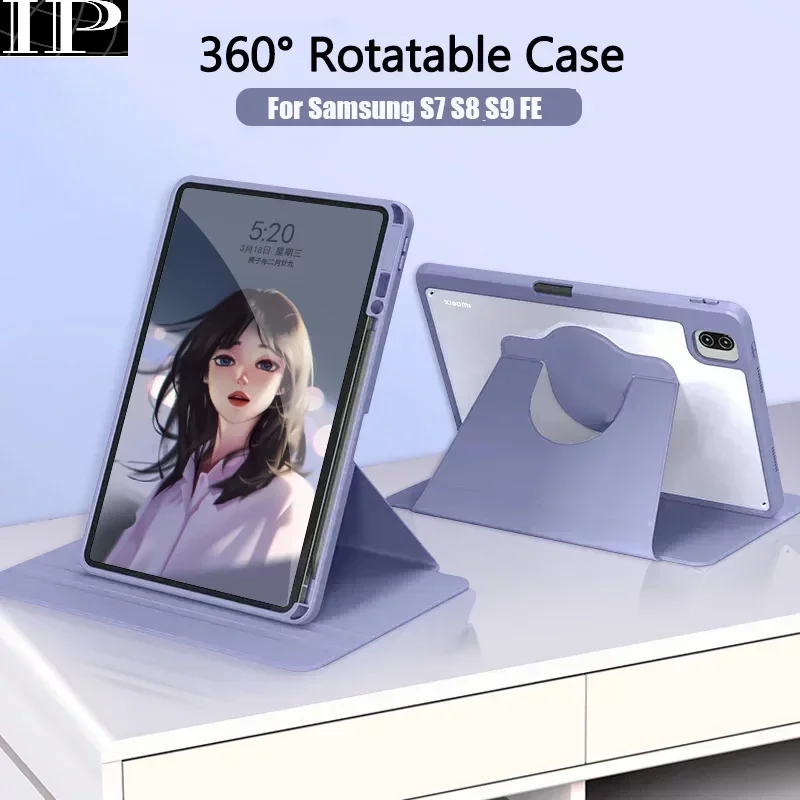 For Samsung Galaxy Tab S9 FE 10.9 S9 FE Plus 12.4" Case with Pen Slot 360 Rotation for Samsung Tab S7 S8 S9 S7 FE S8 Plus
For Samsung Galaxy Tab S9 FE 10.9 S9 FE Plus 12.4" Case with Pen Slot 360 Rotation for Samsung Tab S7 S8 S9 S7 FE S8 Plus