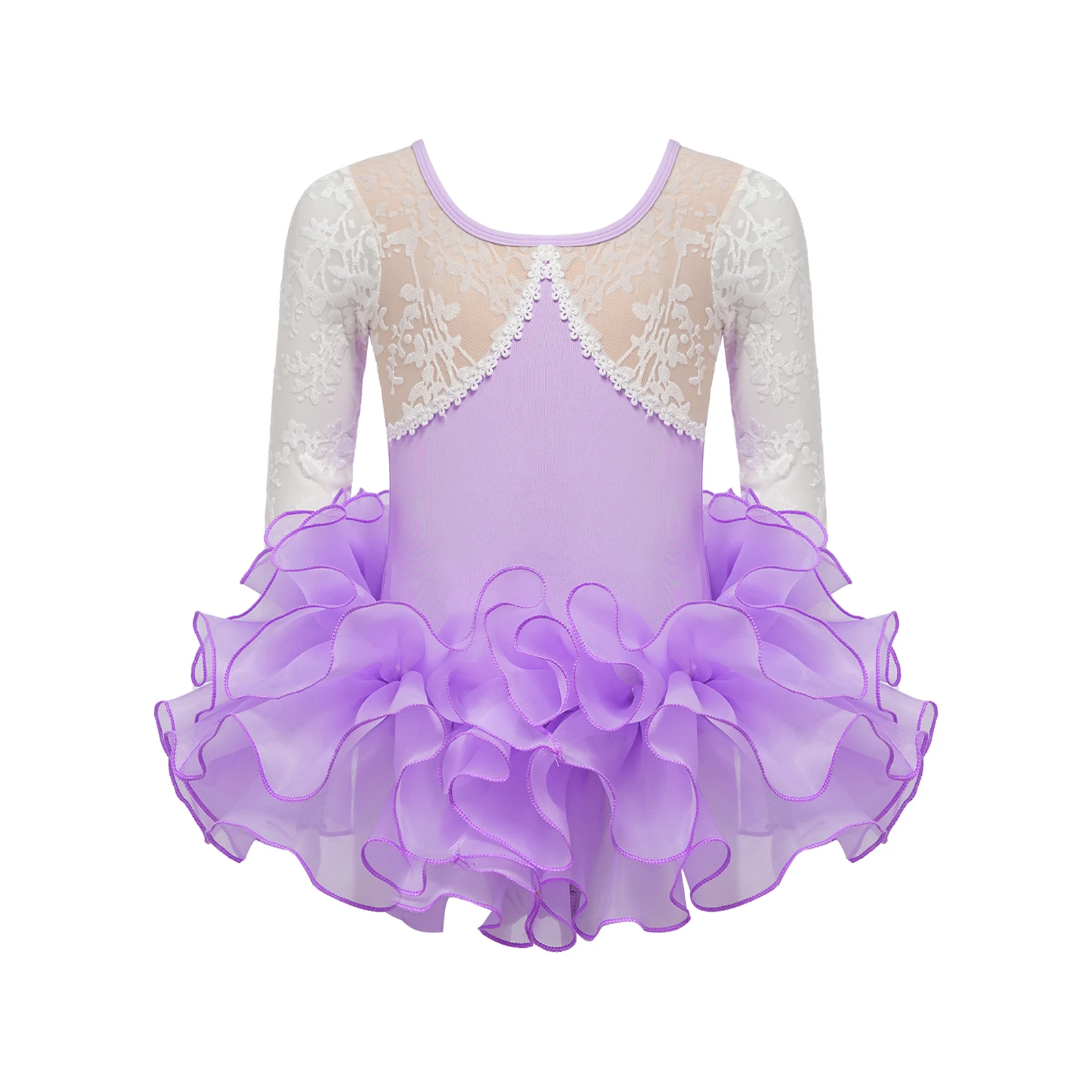 Girls Figure Skating Dance Outfits Long Sleeve Lace Trim Mesh Patchwork Jacquard Ballet Leotard with Skirt for Ballet Latin Show
Girls Figure Skating Dance Outfits Long Sleeve Lace Trim Mesh Patchwork Jacquard Ballet Leotard with Skirt for Ballet Latin Show
