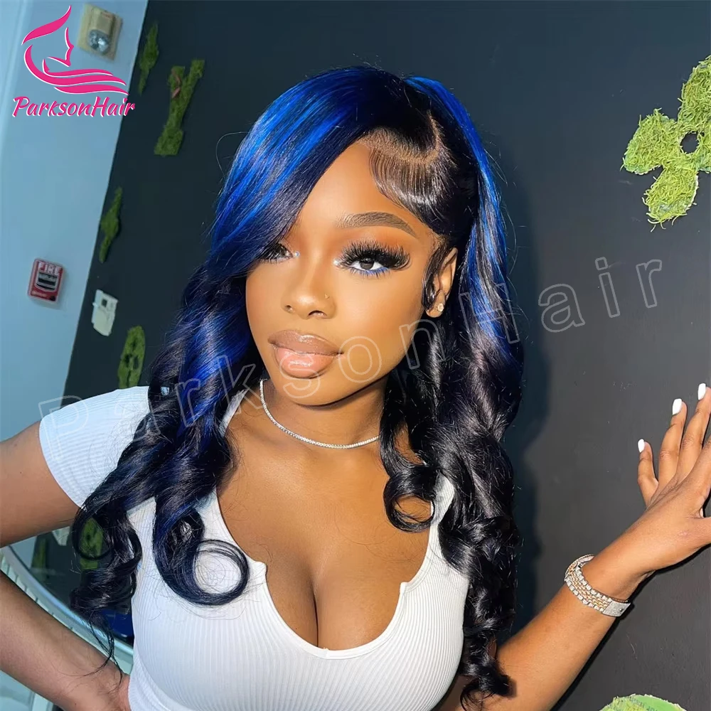 Highlight Black With Blue 13x6 Transparent Lace Frontal Wigs Human Hair Wig For Women Brazilian Hair Glueless Full Lace Wigs
Highlight Black With Blue 13x6 Transparent Lace Frontal Wigs Human Hair Wig For Women Brazilian Hair Glueless Full Lace Wigs