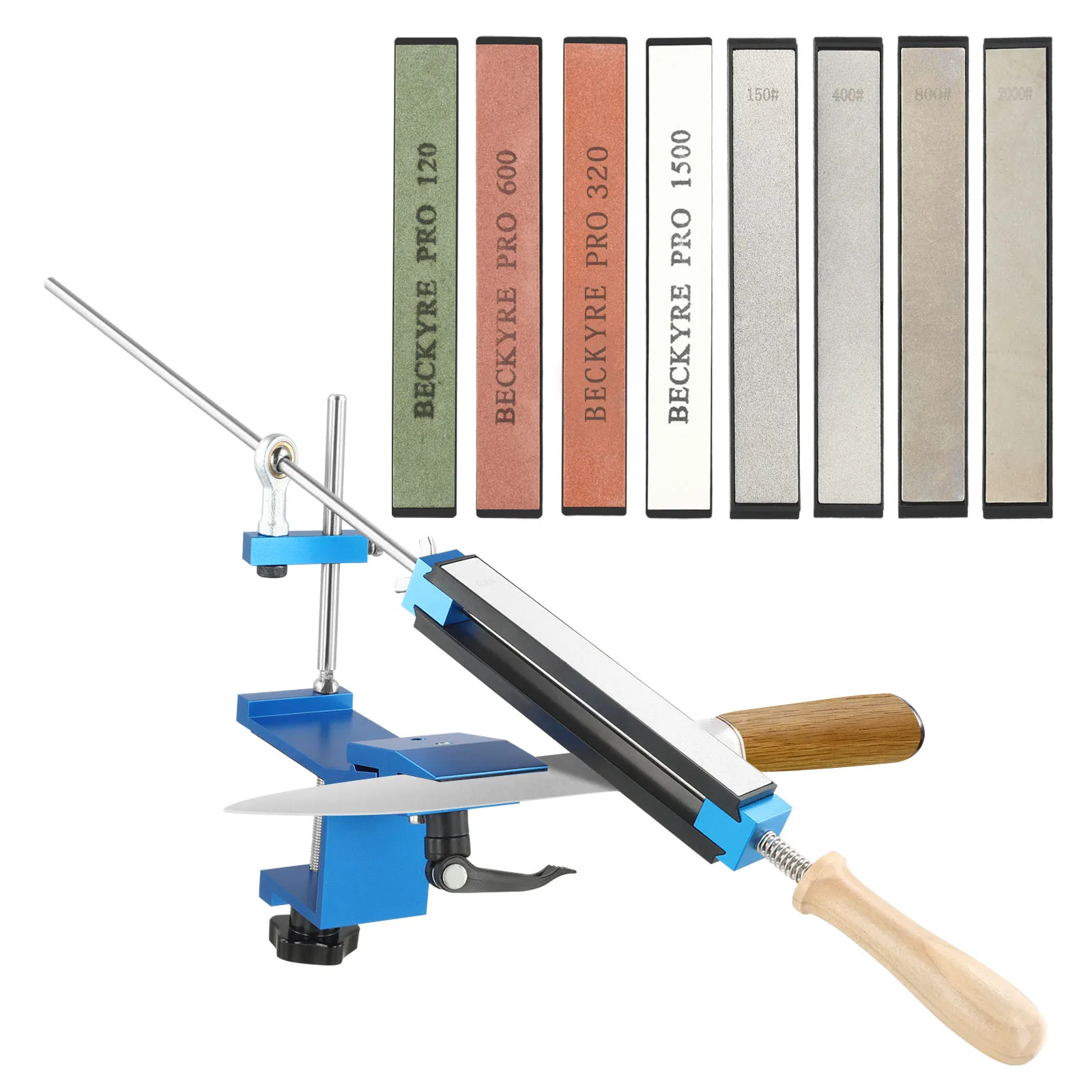 Knife Sharpening Kit with 8 Stones Quick-Clamp Design Fixed Angled Knife Sharpening System for Kitchen Knives Polishing
Knife Sharpening Kit with 8 Stones Quick-Clamp Design Fixed Angled Knife Sharpening System for Kitchen Knives Polishing