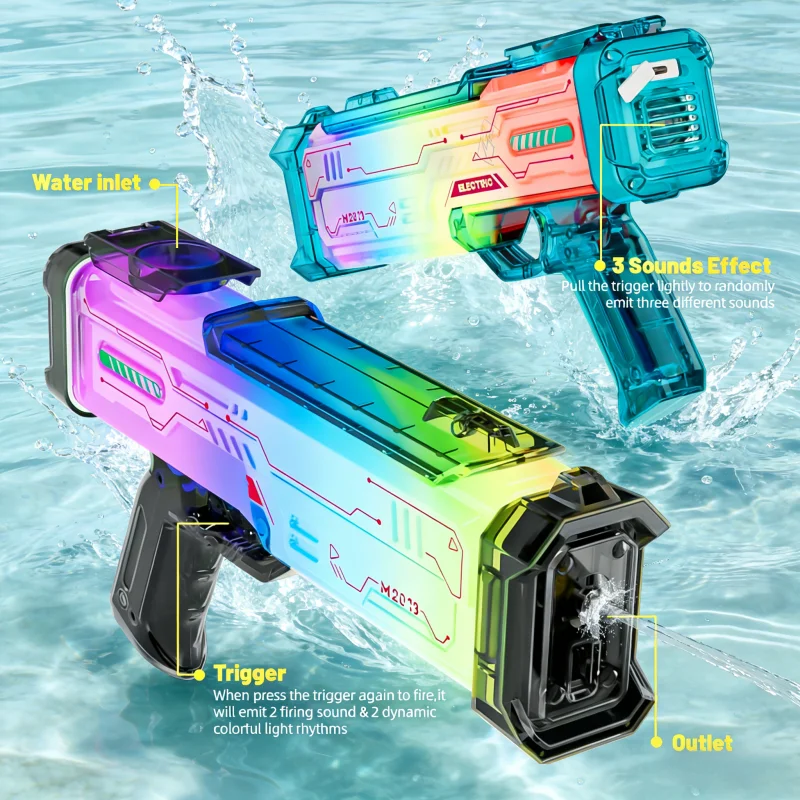 Electric Squirt Guns With LED Light Automatic Absorbtion Water Gun Toy Long Range Shooting Summer Swimming Pool Battle Game
Electric Squirt Guns With LED Light Automatic Absorbtion Water Gun Toy Long Range Shooting Summer Swimming Pool Battle Game