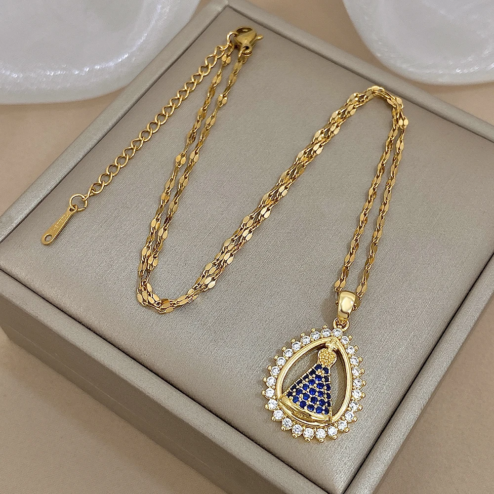 Freetry 4 Styles Zircon Stainless Steel Geometry Pendant Necklace for Women Virgin Mary Cheetah Round Square Pendant Necklace
Freetry 4 Styles Zircon Stainless Steel Geometry Pendant Necklace for Women Virgin Mary Cheetah Round Square Pendant Necklace