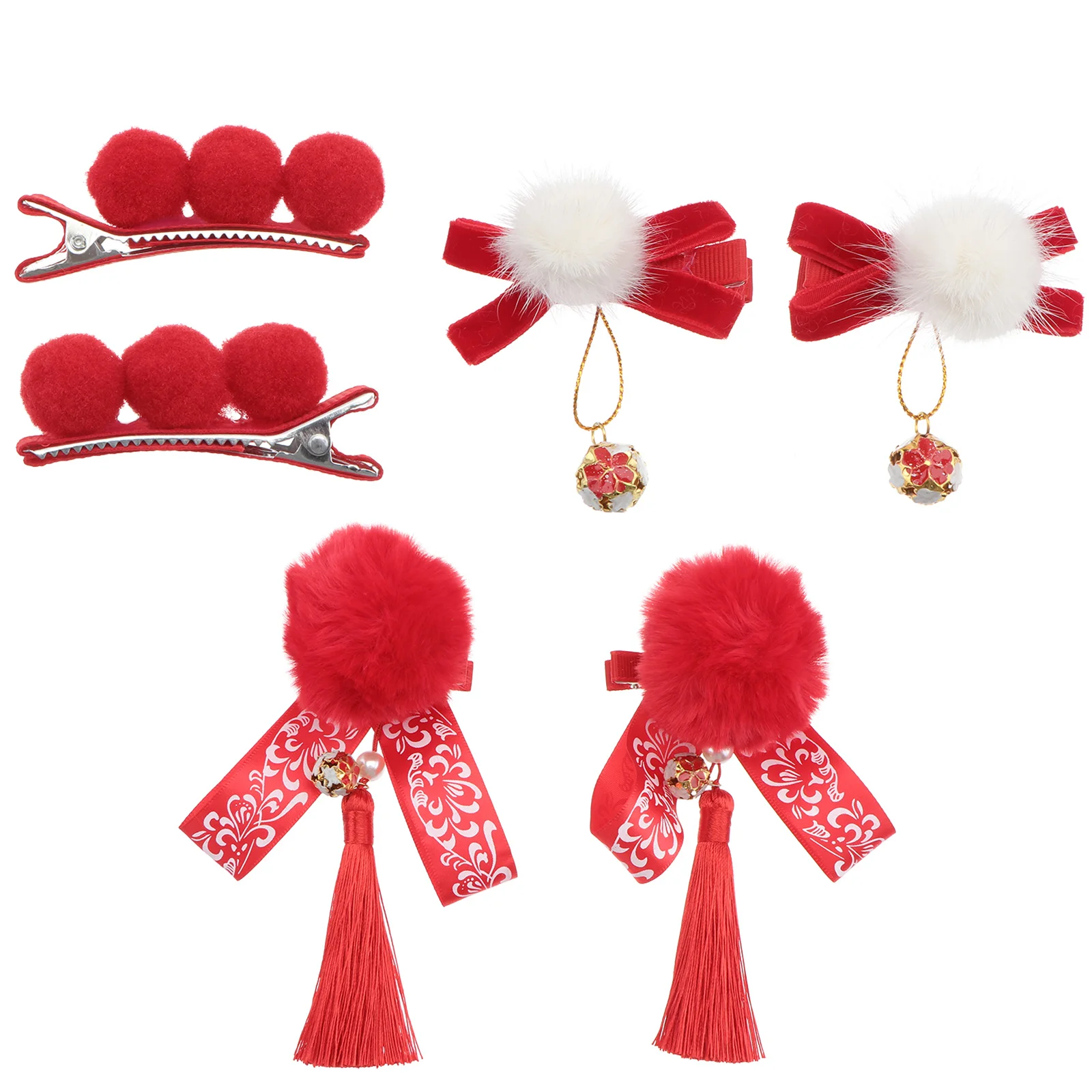 6pcs Girls Hairpin Ball Ribbon Tassel Barrettes White Vintage New Year Kids Headdress Bow Hairstyle Accessory 
6pcs Girls Hairpin Ball Ribbon Tassel Barrettes White Vintage New Year Kids Headdress Bow Hairstyle Accessory