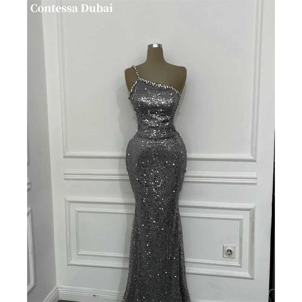 Contessa Custom Gray Sequin Evening Dress One Shoulder Rhinestone Prom Dresses Bodycon Vestidos De Noche Sexy Formal Evening
Contessa Custom Gray Sequin Evening Dress One Shoulder Rhinestone Prom Dresses Bodycon Vestidos De Noche Sexy Formal Evening