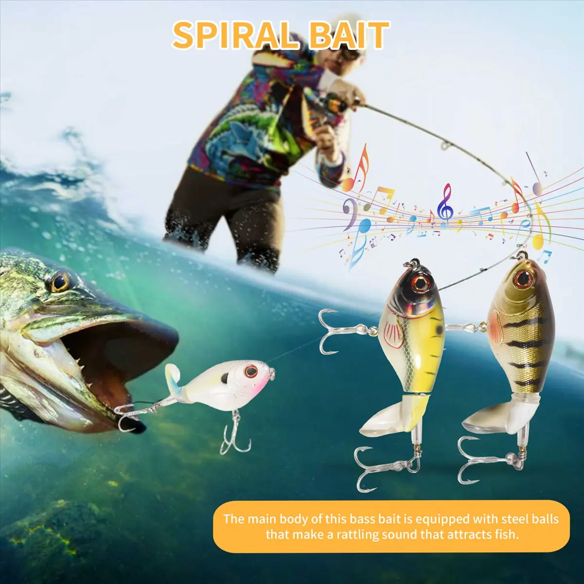 T34C 3PCS Whoper Lures, Plopping with Floating Rotating Tail, Fishing with Barb Treble Hooks
T34C 3PCS Whoper Lures, Plopping with Floating Rotating Tail, Fishing with Barb Treble Hooks