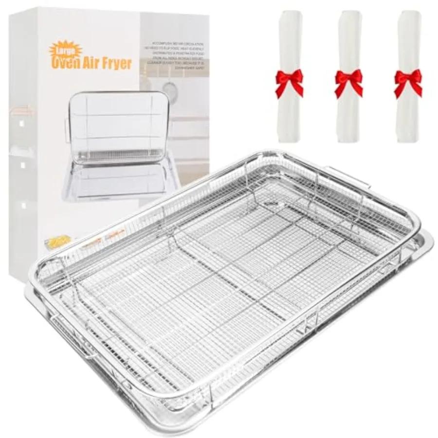 7" X 12.8" Oven Air Fryer Basket and Tray, Extra Large Staless Steel Air Fryer Basket with 100 PCS Parchment Papers, Dishwasher
7" X 12.8" Oven Air Fryer Basket and Tray, Extra Large Staless Steel Air Fryer Basket with 100 PCS Parchment Papers, Dishwasher