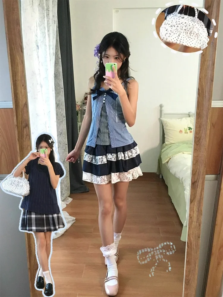 Slimming Early Style Lace Camisole Tank Top Short Skirt Three Piece Set Women's Summer Fashion Ensemble Polyester Fabric
Slimming Early Style Lace Camisole Tank Top Short Skirt Three Piece Set Women's Summer Fashion Ensemble Polyester Fabric