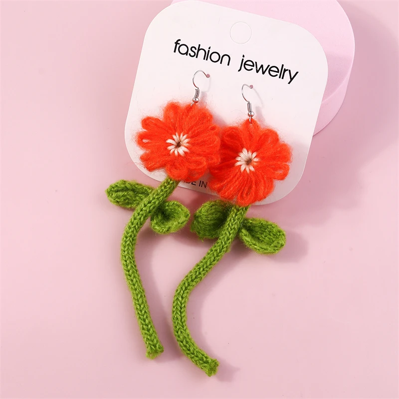 Fashion Handmade Knitted Flower Drop Earrings for Women Long Flower Pendants Dangle Earrings Girls Party Festival Jewelry Gifts
Fashion Handmade Knitted Flower Drop Earrings for Women Long Flower Pendants Dangle Earrings Girls Party Festival Jewelry Gifts