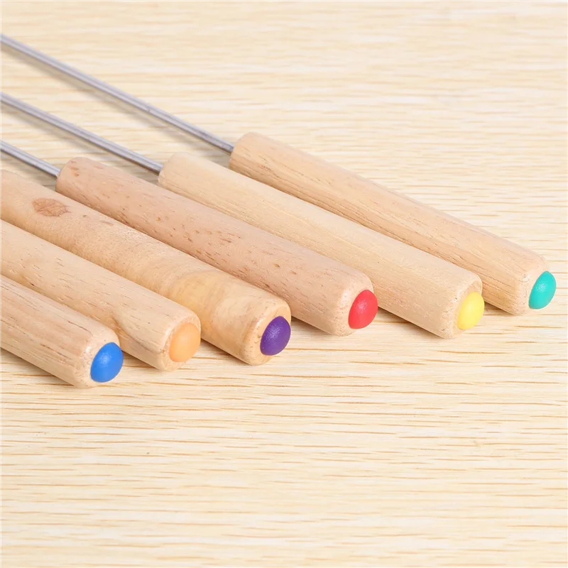 PZHI-108X Stainless Steel Color Coding Chocolate Fountain Cheese Fondue Forks With Oak Wood Handle Heat Resistant,9.5Inch
PZHI-108X Stainless Steel Color Coding Chocolate Fountain Cheese Fondue Forks With Oak Wood Handle Heat Resistant,9.5Inch