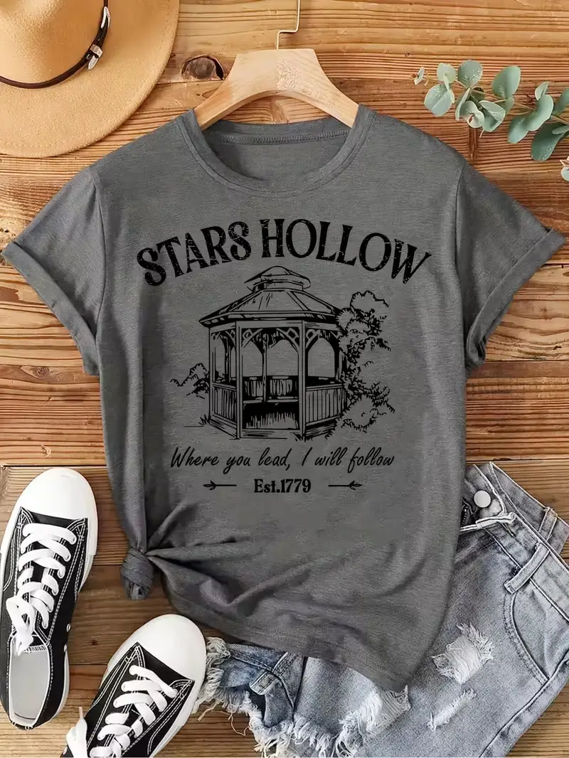 Plus size women's short sleeve T-shirt Stars Hollow Gazebo Design Spring and Summer Essentials summer outfits women's clothing
Plus size women's short sleeve T-shirt Stars Hollow Gazebo Design Spring and Summer Essentials summer outfits women's clothing